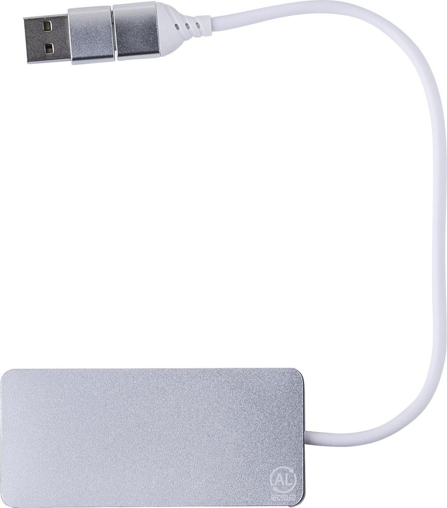 Gerecyclede aluminium USB hub Layton