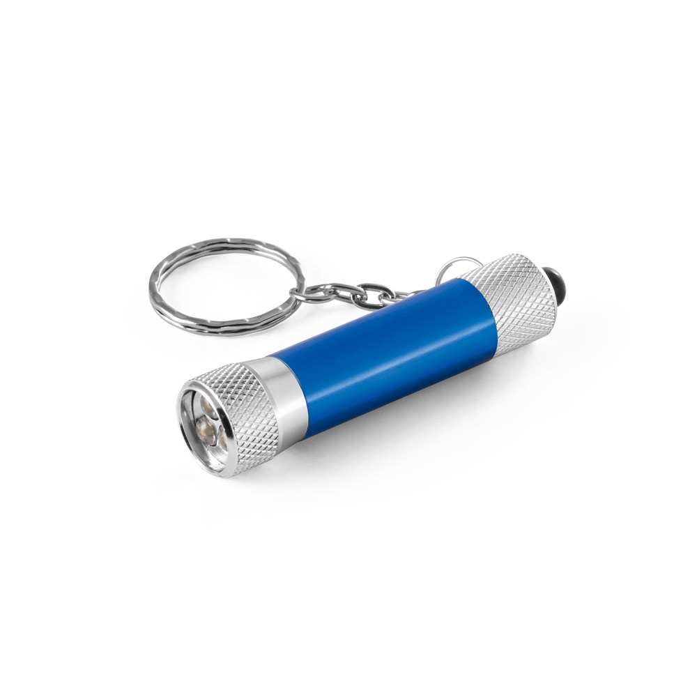 RE-LERGAN. Aluminium sleutelhanger (92% gerecycled) met LED-zaklamp met 3 lampjes - Royal Blauw