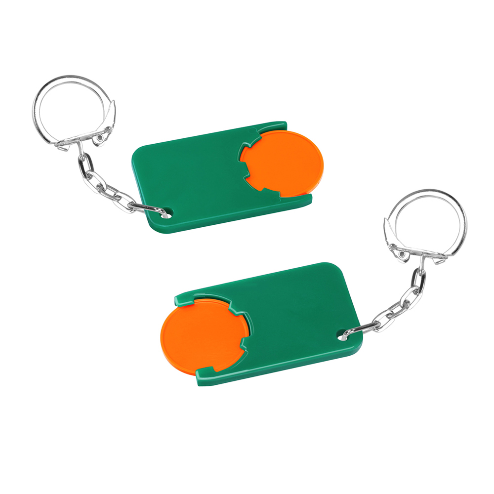 Chiphouder met winkelwagenmuntje 1€ "Beta" - oranje/groen