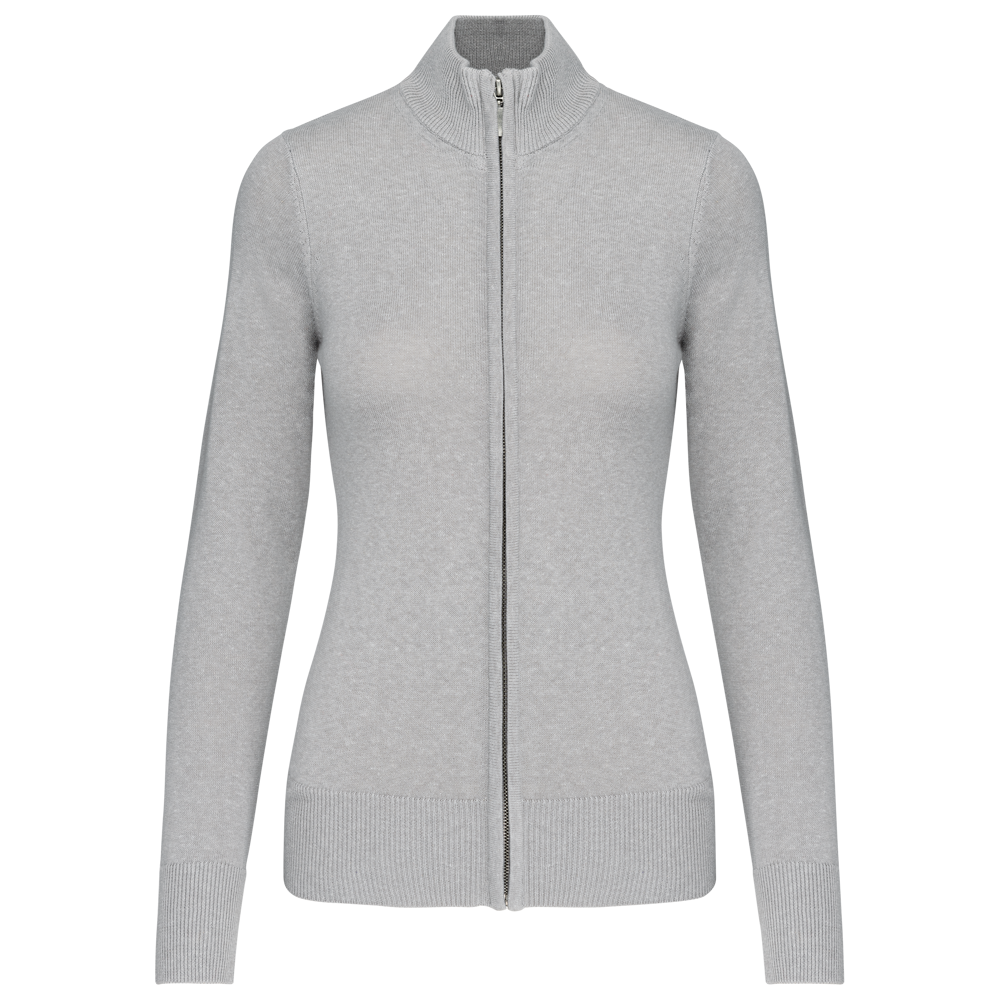 K962 - Dames cardigan met rits - Grey melange