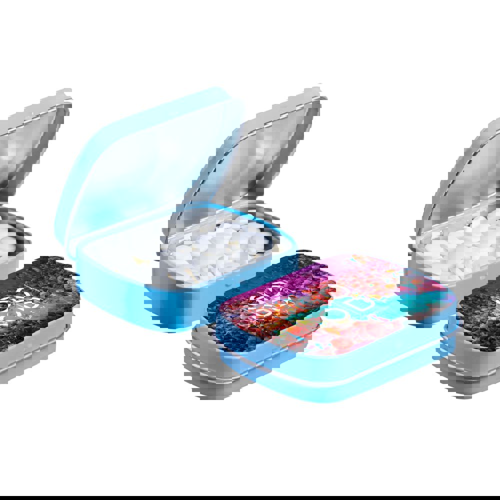 Mini scharnierblikje gevuld met pepermunt