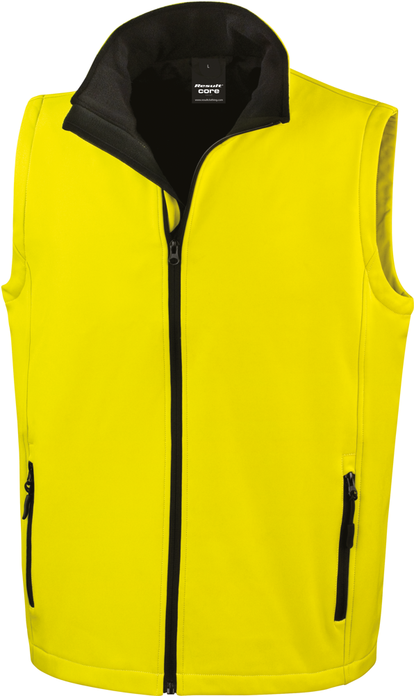 R232M - Core Printable Softshell Bodywarmer - Yellow / Black