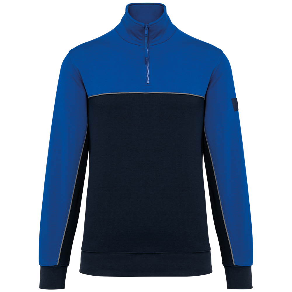WK404 - Ecologische uniseks sweater met ritskraag - Navy / Royal Blue