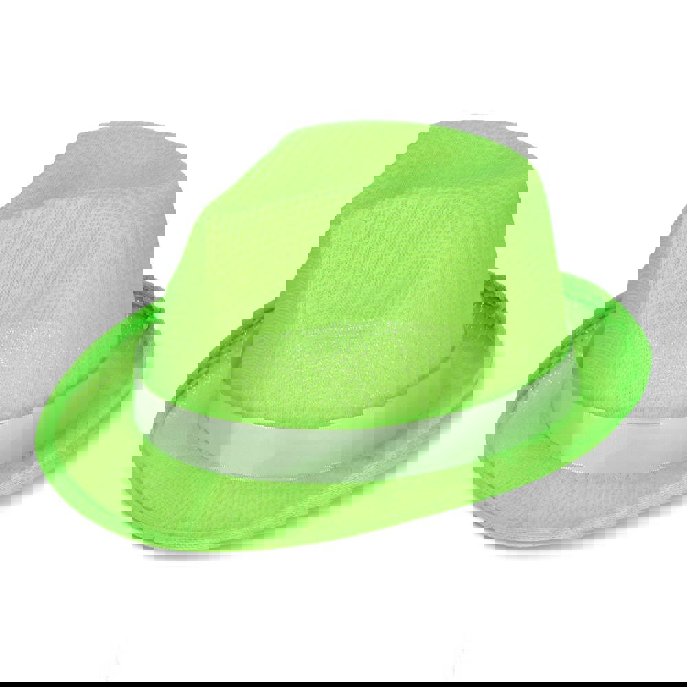 Polyester hoed met band - lichtgroen