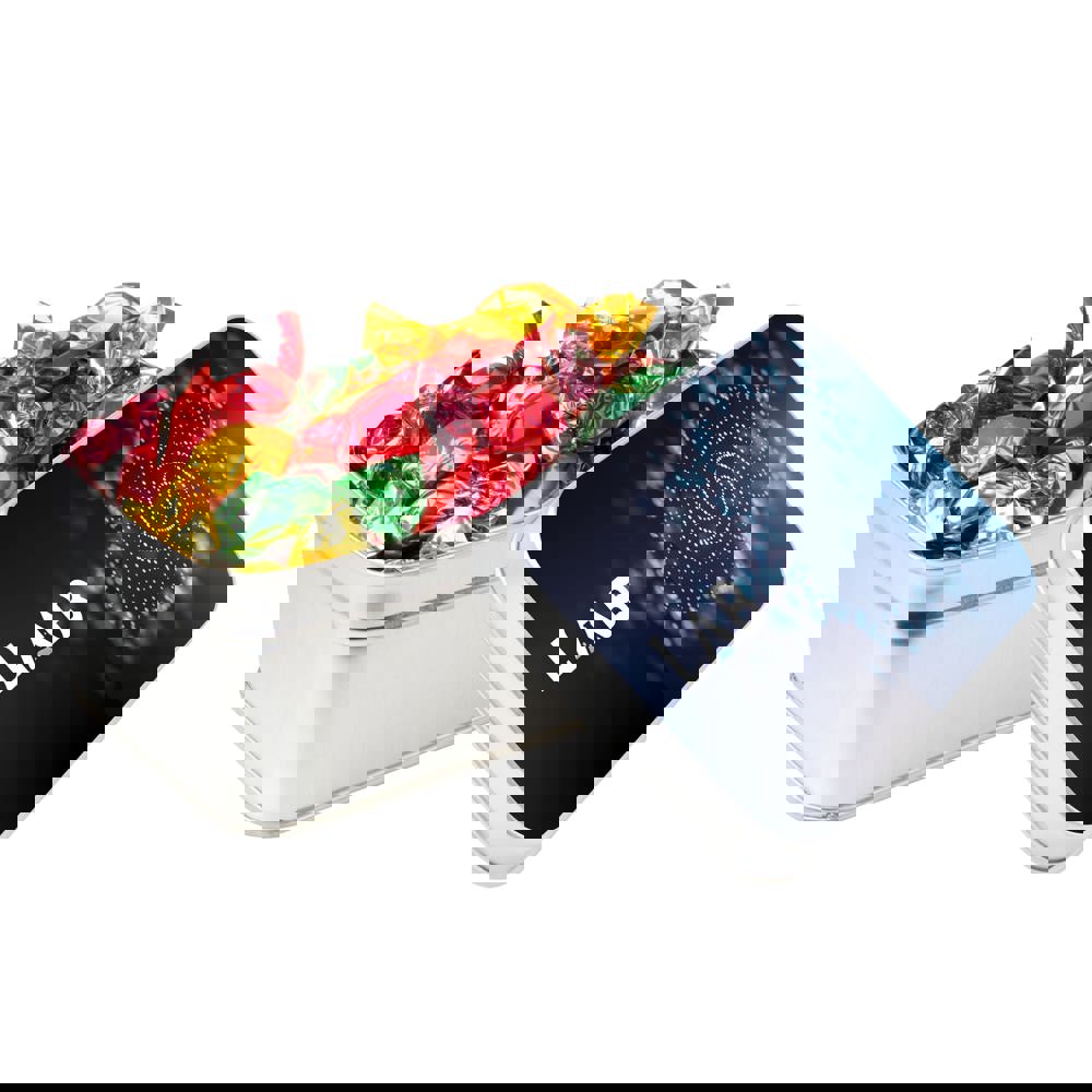 Rechthoekig blik gevuld met snoep