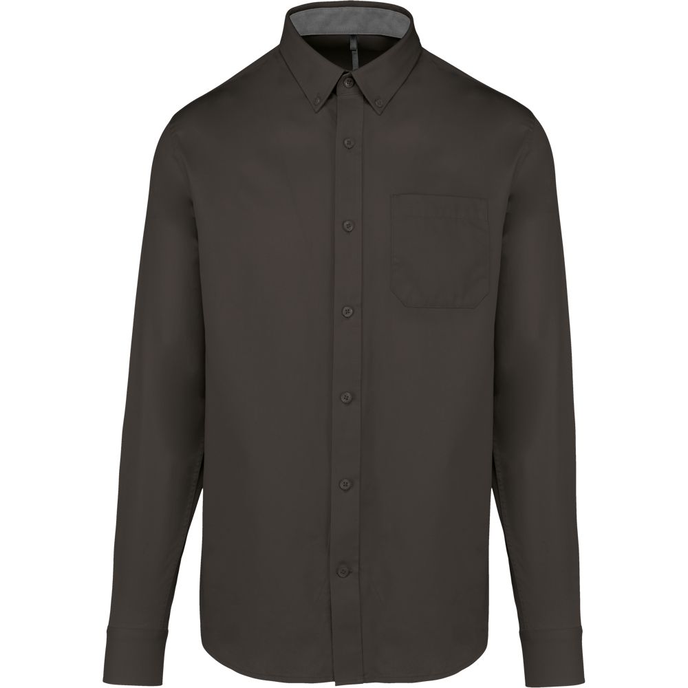 K586 - Herenoverhemd met lange mouwen van katoen Nevada - Dark Grey