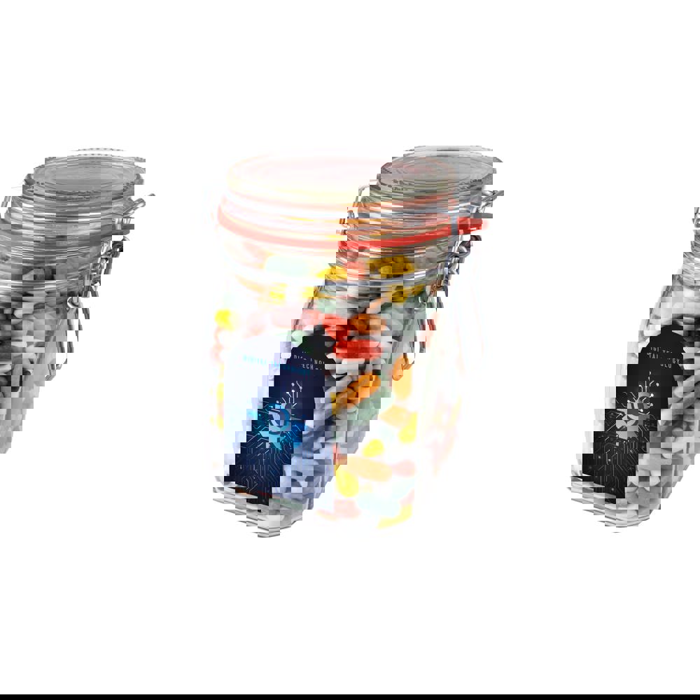 Weckpot 0,9 liter, gevuld met snoep