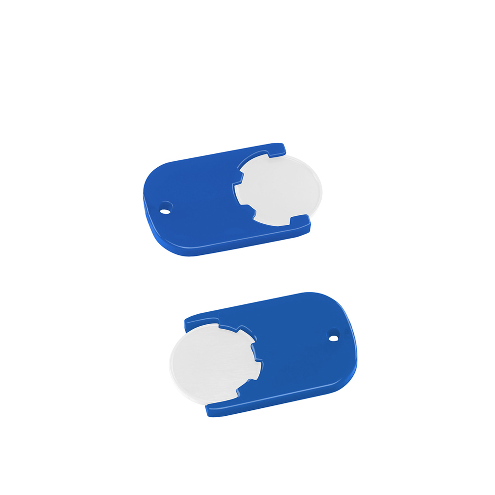 Chiphouder met winkelwagenmuntje 1€ "Gamma" - wit/blauw