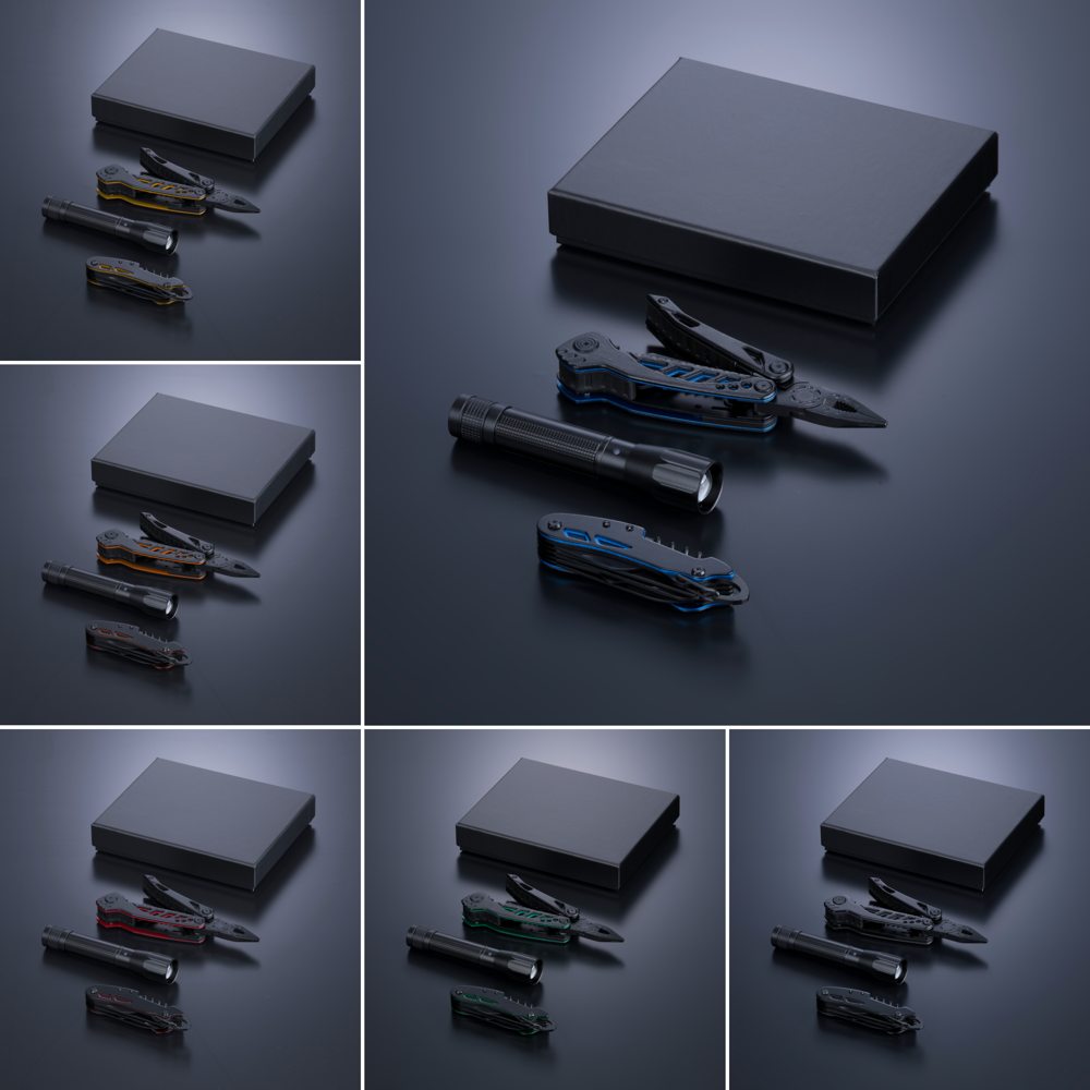 Optima Set II: multitool, zakmes en middelgrote zaklamp