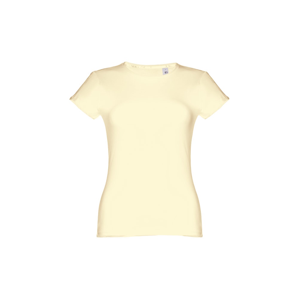 THC SOFIA. Katoenen dames-T-shirt met riem - Pastel geel