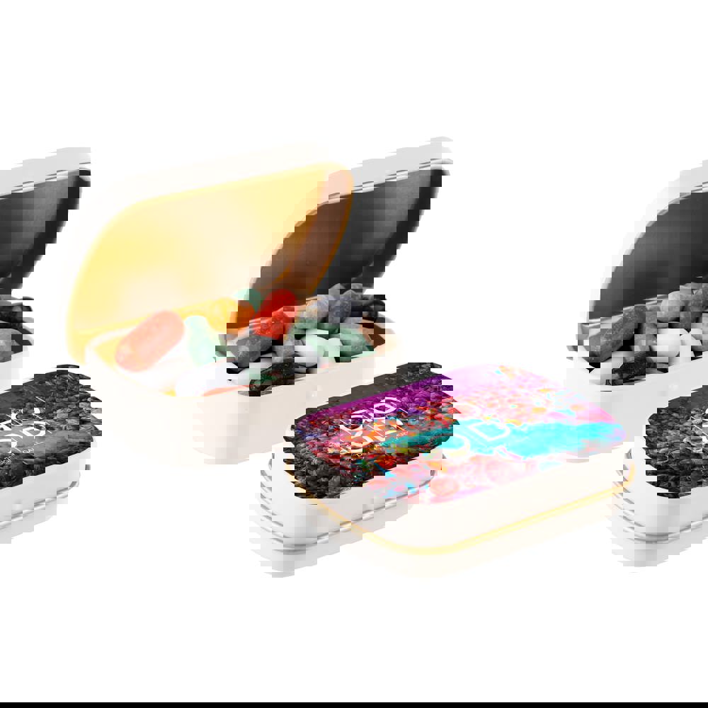 Mini scharnierblikje met snoep