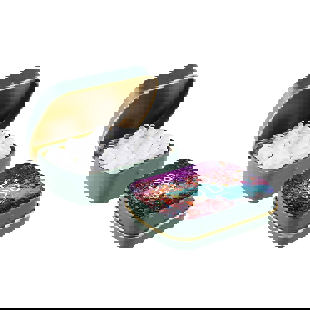 Mini scharnierblikje gevuld met pepermunt