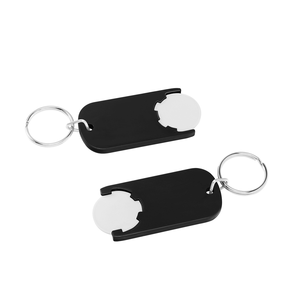 Chiphouder met winkelwagenmuntje 1€ "Alpha" - wit/zwart