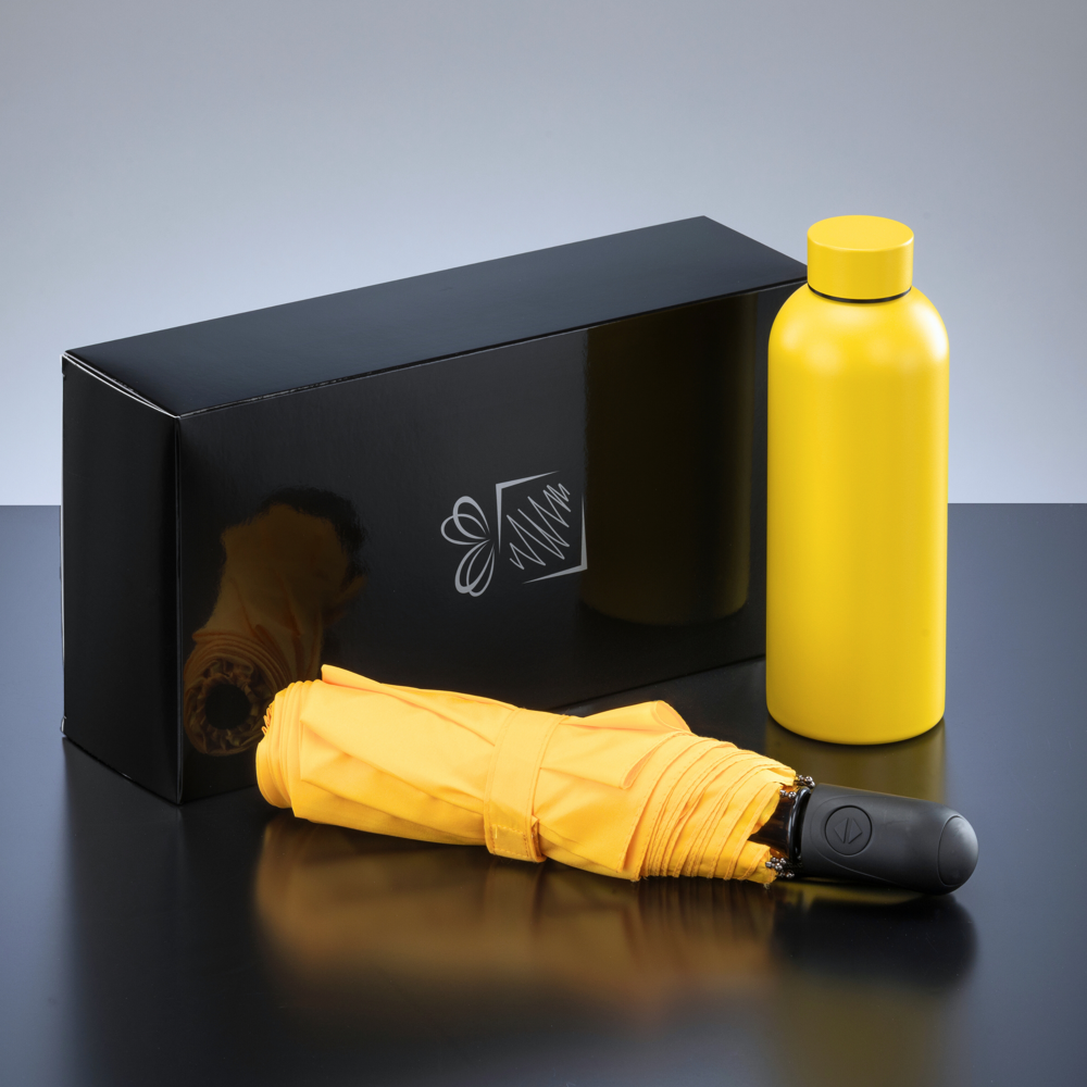 Active Set: thermische waterfles 500 ml & automatische paraplu