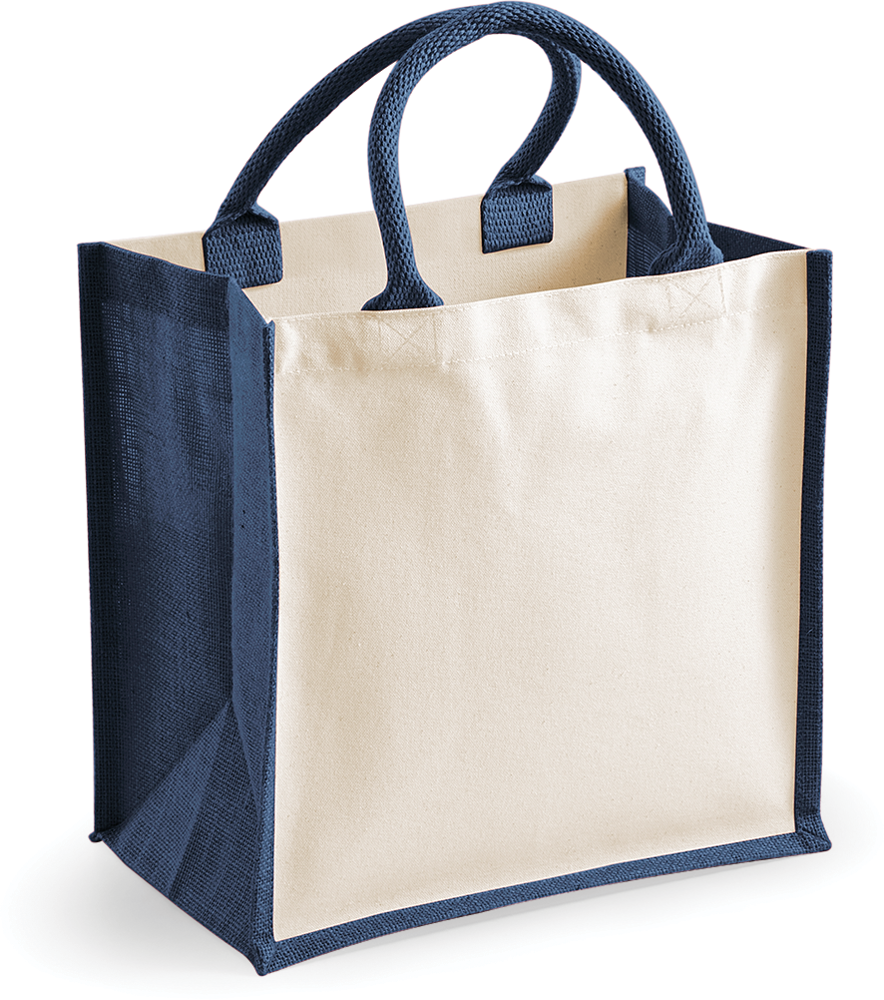W421 - Printers' midi jute tote - Navy