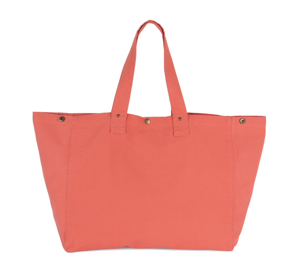 KI3208 - Shopper van verwassen katoen - Washed Coral Pink