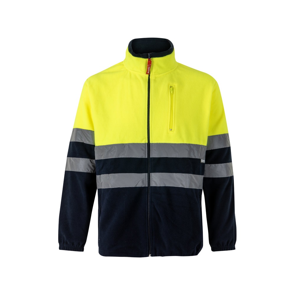 VL EROS. Tweekleurig fleecejack (280g/m²) van polyester (100%) - Marineblauw, Geel