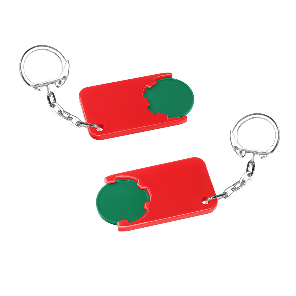 Chiphouder met winkelwagenmuntje 1€ "Beta" - groen/rood