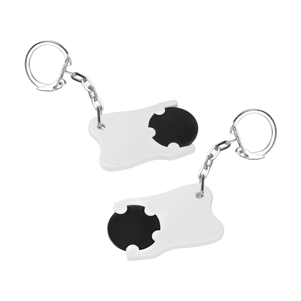 Chiphouder met winkelwagenmuntje 1€ "tand" - zwart/wit