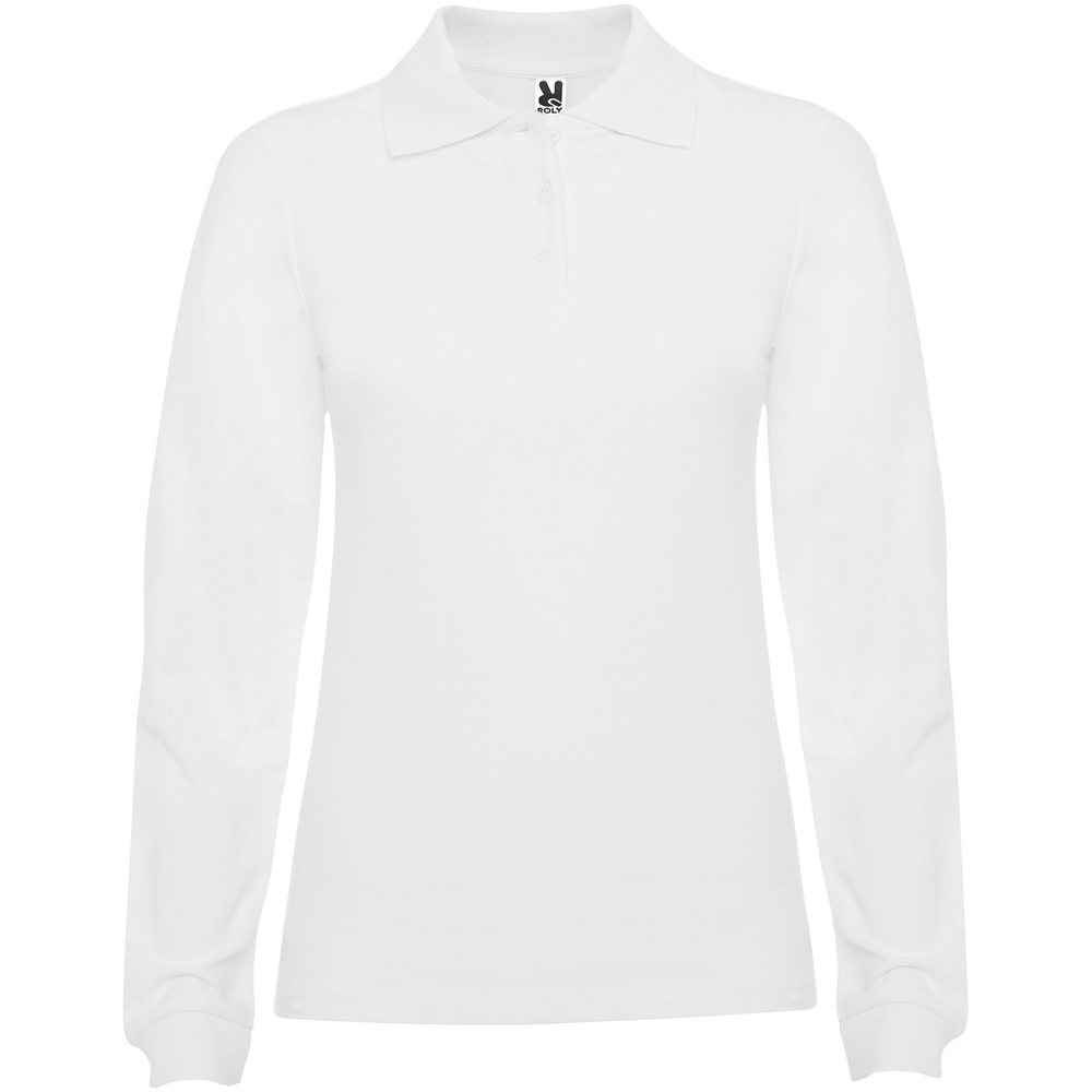 Estrella 220 g/m² damespolo met lange mouwen - wit