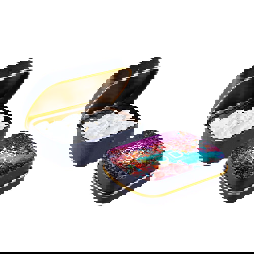 Mini scharnierblikje gevuld met pepermunt