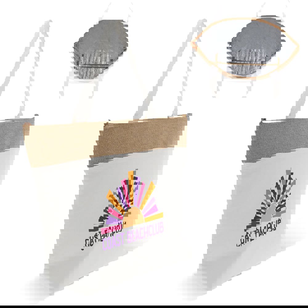 Strandkoelerzak katoen/jute 43x33x14 cm