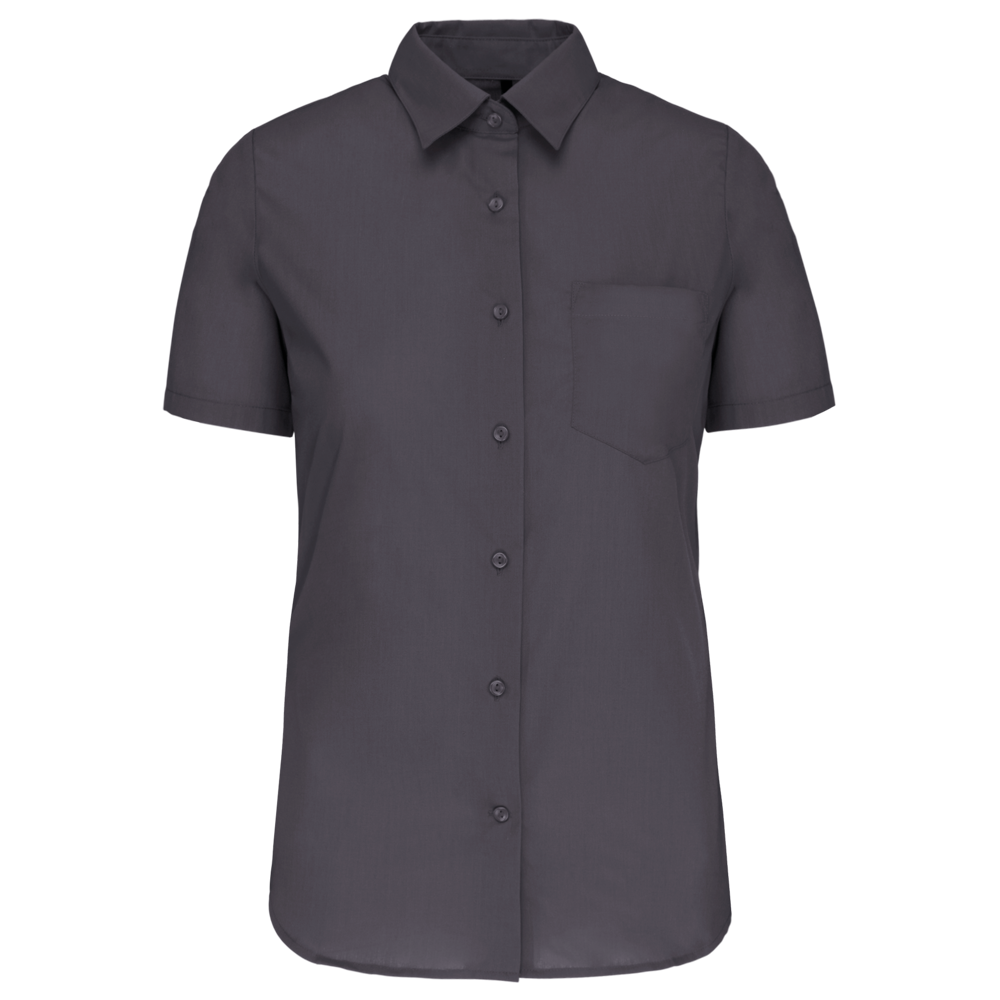 - Dames Poplin Blouse Korte Mouwen - Zinc