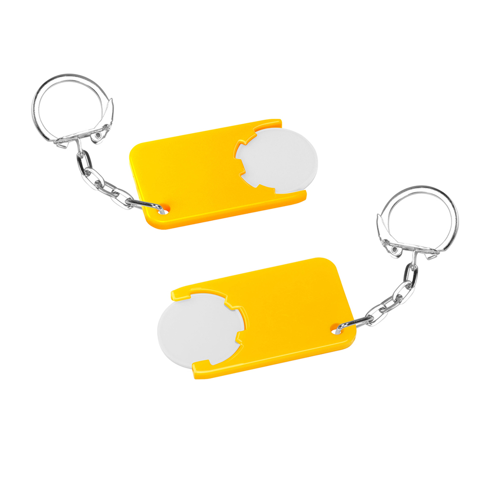 Chiphouder met winkelwagenmuntje 1€ "Beta" - wit/geel