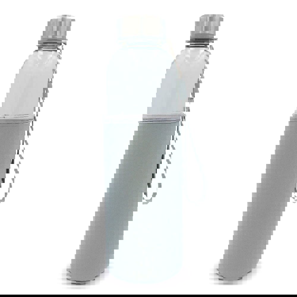 Waterfles glas met sleeve 500ml - Transparant / Grijs