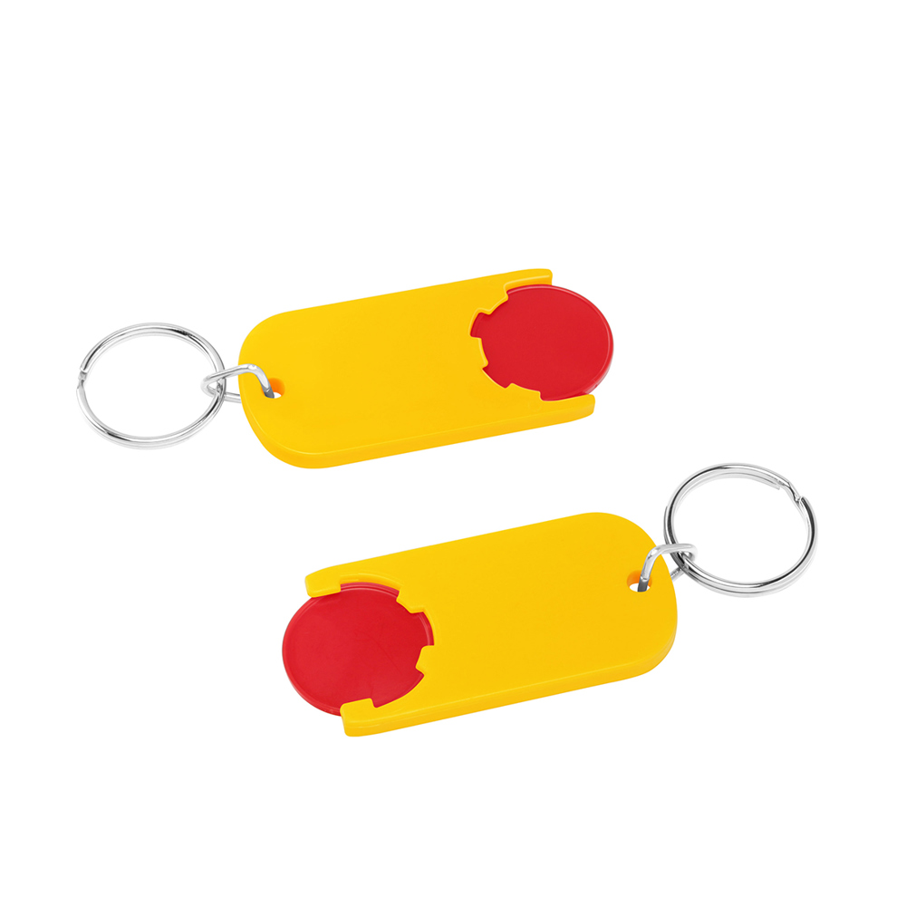 Chiphouder met winkelwagenmuntje 1€ "Alpha" - rood/geel