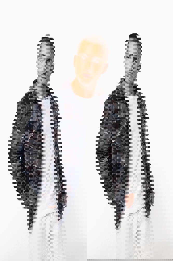 K579 - Geruit overshirt met sherpavoering