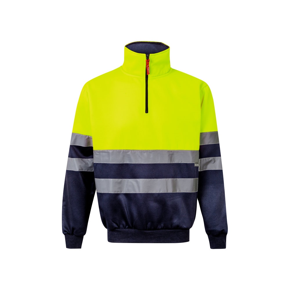 VL THOR. Tweekleurig sweatshirt (300g/m²) van polyester fleece (100%) - Marineblauw, Geel