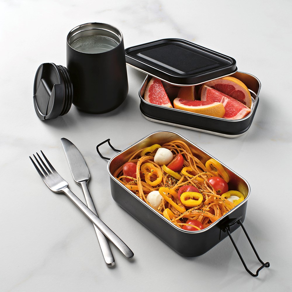 Tintoretto Lunchbox Gerecycled Roestvrij Staal 1240 ml - Zwart