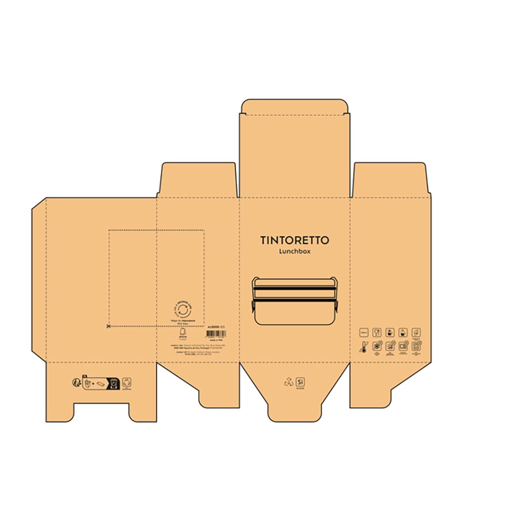Tintoretto Lunchbox Gerecycled Roestvrij Staal 1240 ml - Zwart