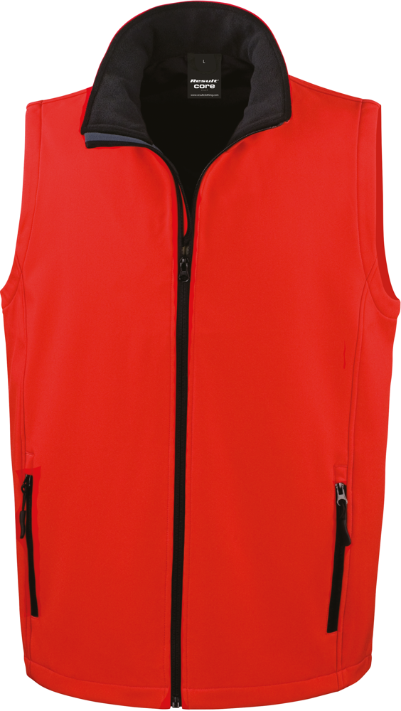 R232M - Core Printable Softshell Bodywarmer - Red / Black
