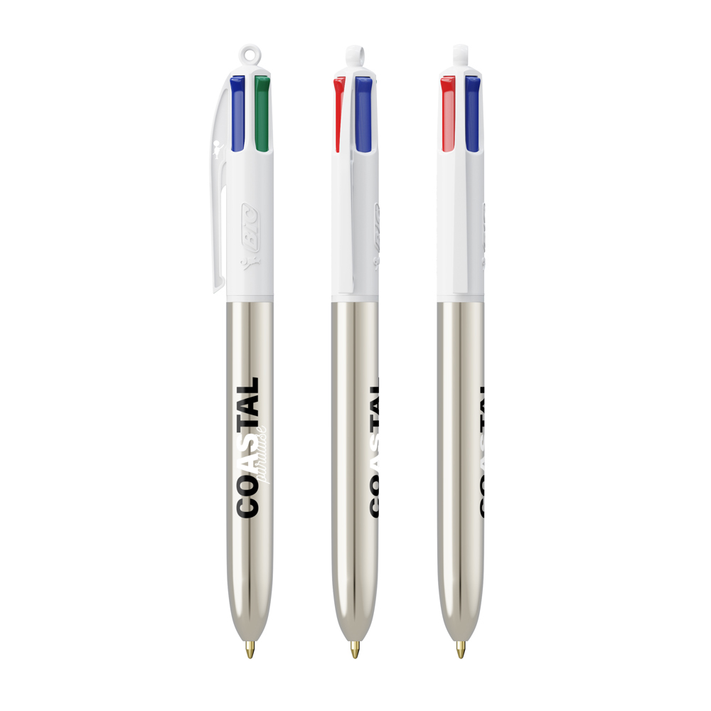 BIC® 4 Colours Shine balpen + Lanyard