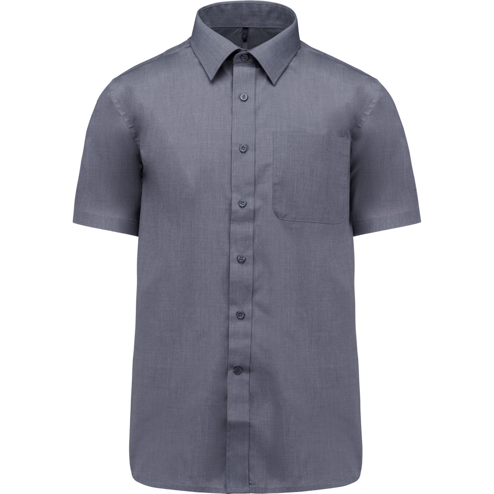 - Overhemd in onderhoudsvriendelijk polykatoen-popeline korte mouwen heren - Urban Grey
