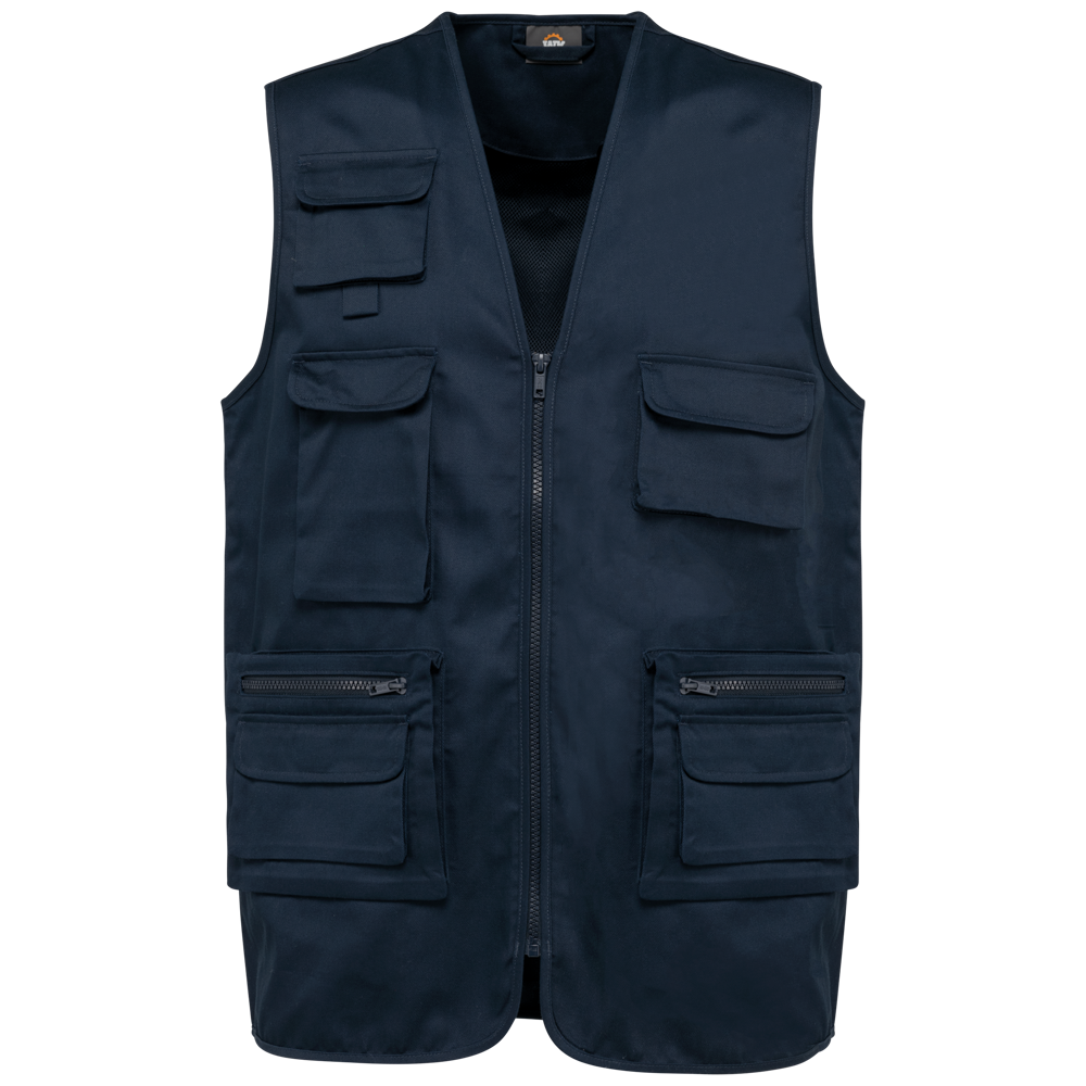 WK609 - Gevoerde unisex bodywarmer van polykatoen multizakken - navy