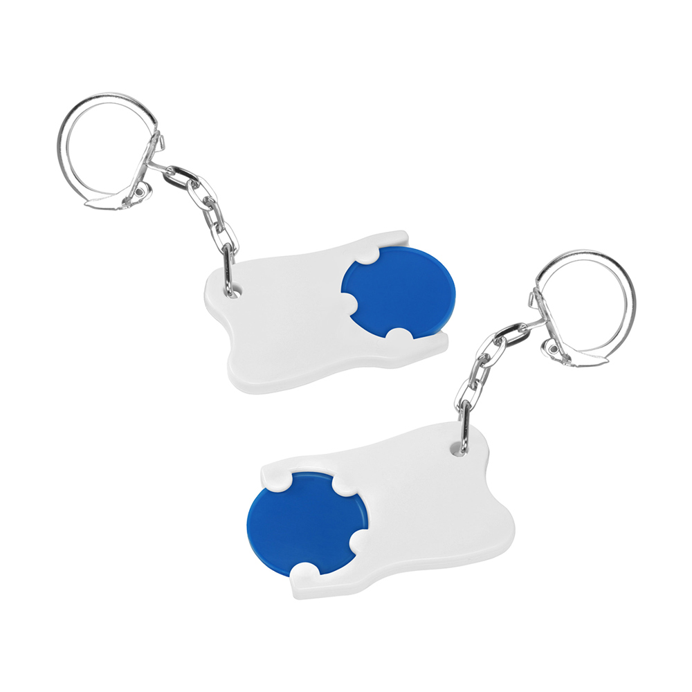 Chiphouder met winkelwagenmuntje 1€ "tand" - blauw/wit