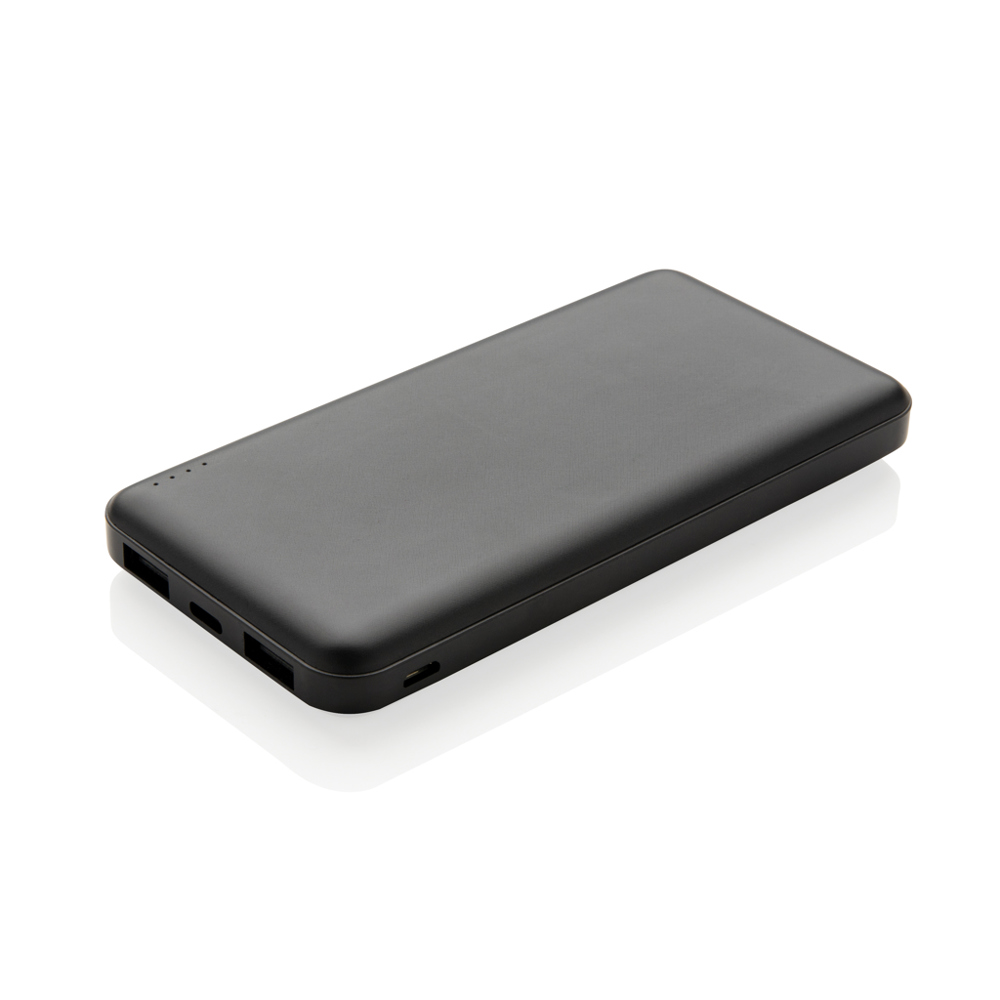 High density 10.000 mAh zakformaat powerbank - zwart (± PMS Black)
