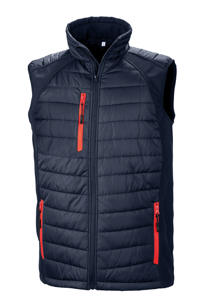 R238X - Black compass gewatteerde softshell bodywarmer - Navy / Red