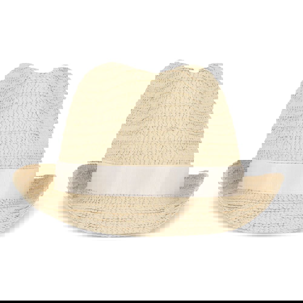 Strohoed met gekleurde band