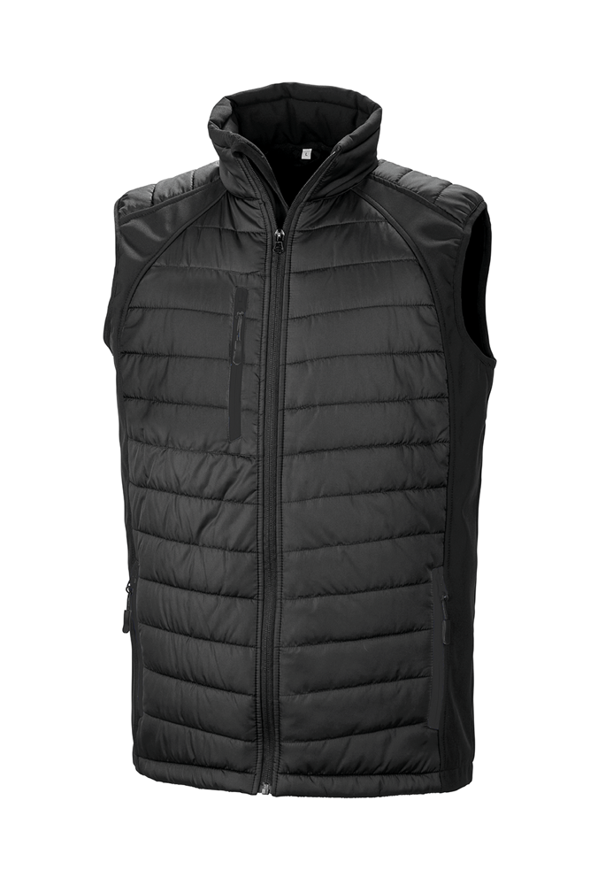R238X - Black compass gewatteerde softshell bodywarmer - Black/Black