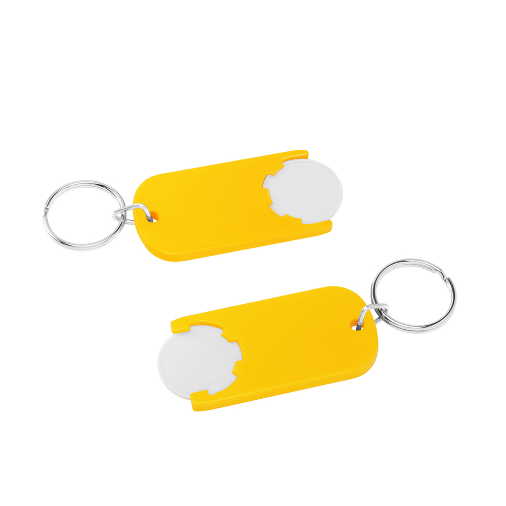 Chiphouder met winkelwagenmuntje 1€ "Alpha" - wit/geel