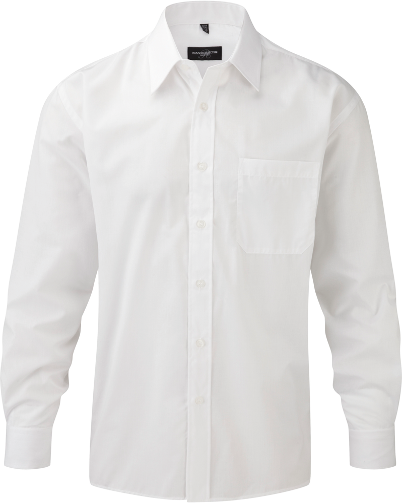 RU934M - Men's Ls Polycotton Poplin Shirt - White