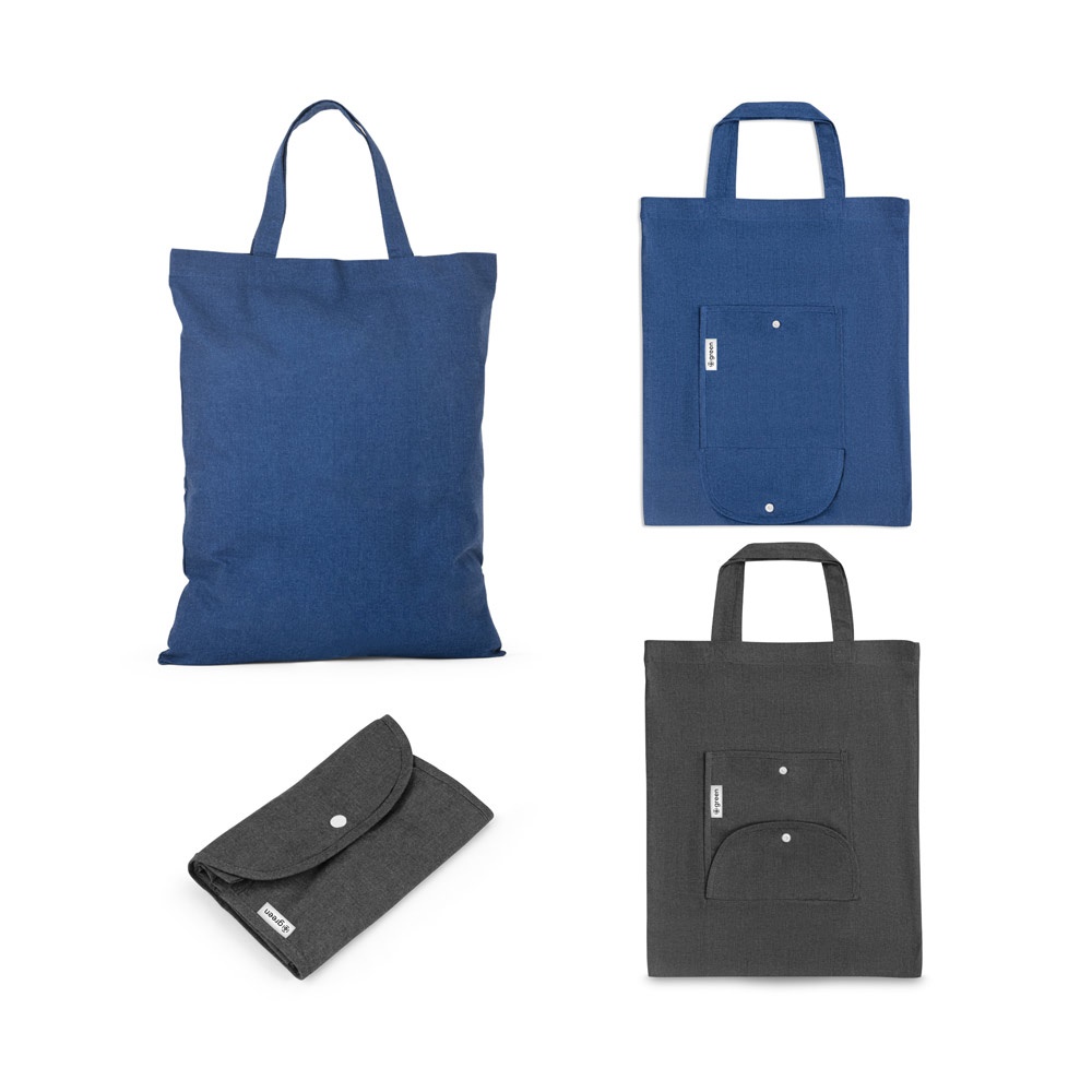 SIENA. Opvouwbare tas in katoen (50%), gerecycleerd katoen (30%) en polyester (20% rPET) (140 g/m²)
