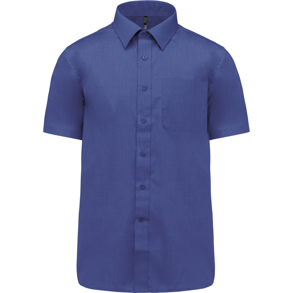 - Overhemd in onderhoudsvriendelijk polykatoen-popeline korte mouwen heren - Cobalt Blue