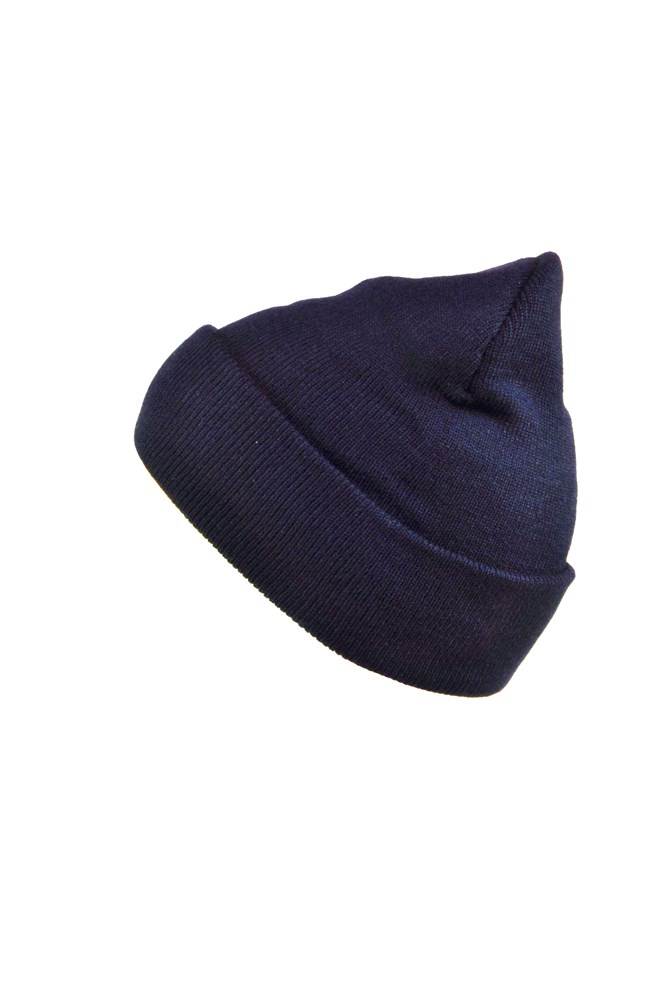 P1120 - Knitted gebreide muts met omslag - Navy
