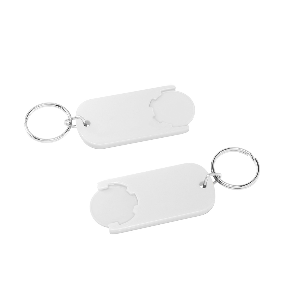 Chiphouder met winkelwagenmuntje 1€ "Alpha" - wit/wit