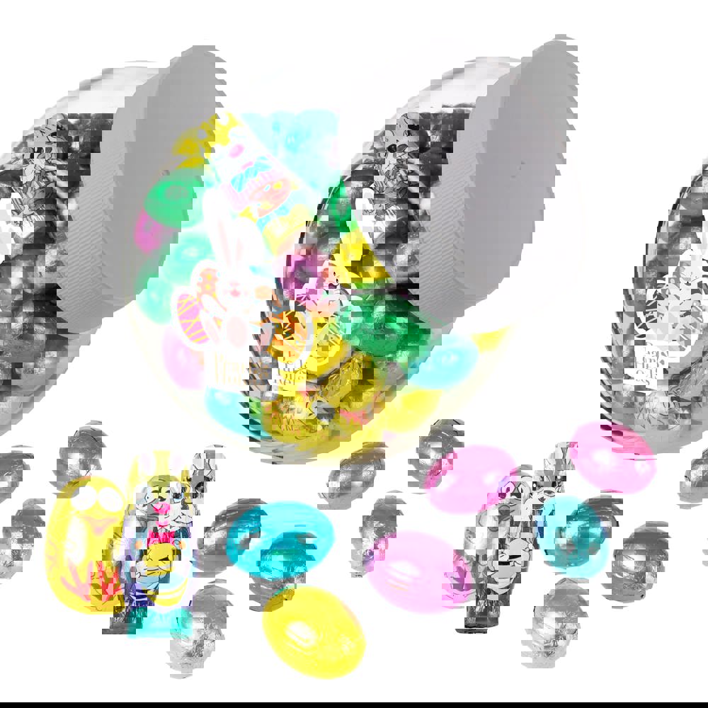 Medium glazen pot met paasmix en sticker – personaliseerbaar met logo